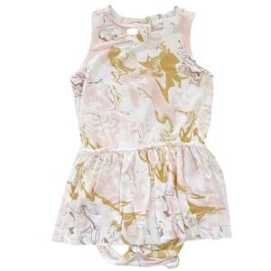 Angel Dear One Piece Bamboo Stretch Romper Twirl Dress Pink Marble Baby 12-18mo